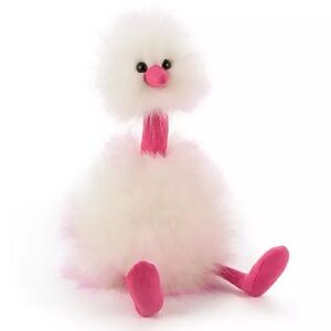 Jellycat Raspberry Ripple Pom Pom Ostrich Stuffed Animal Plush Pink Bird Emu